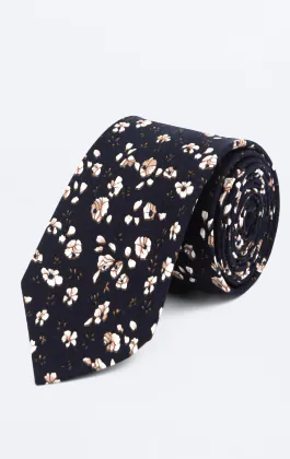 Blå och vit blommig slips