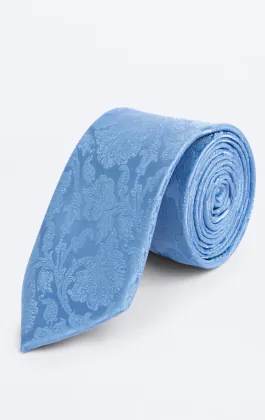 Mellanblå leaf jacquard slips