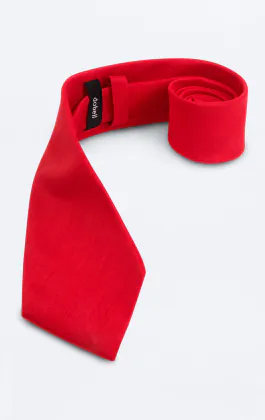 Karmosinröd slips i polyester dupion