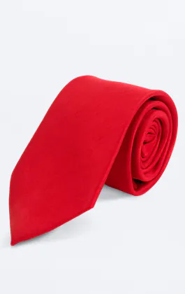 Karmosinröd slips i polyester dupion