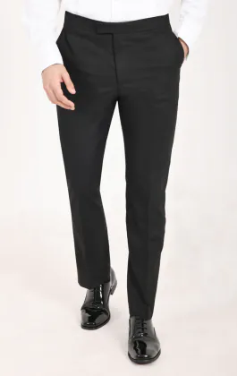 Slimfit svarta smokingbyxor med satin rand