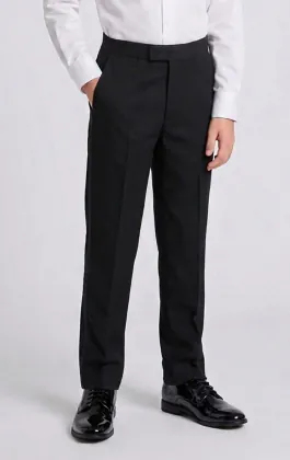 Svarta smokingbyxor för pojkar med satinrand på sidan