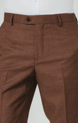 Rostbrun texturerad vävd kostymbyxor