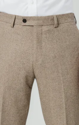 Camelbrun twill tweed kostymbyxor