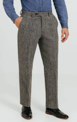 Harris Tweed grå fiskbensmönstad kostymbyxa