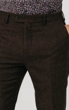 Vinröd 'Donegal' tweed byxor