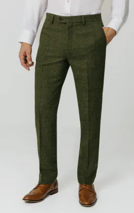 Grön fönsterrutig tweed byxor