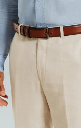 Cream linne slimfit byxor