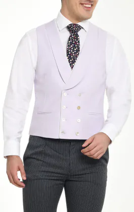 Dubbelknäppt lila twill jackettväst med sjalslag