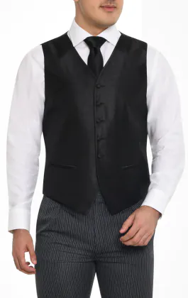 Svart väst i polyester dupion