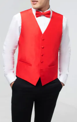 Karmosinröd väst i polyester dupion