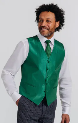 Mörkgrön väst i polyester dupion 