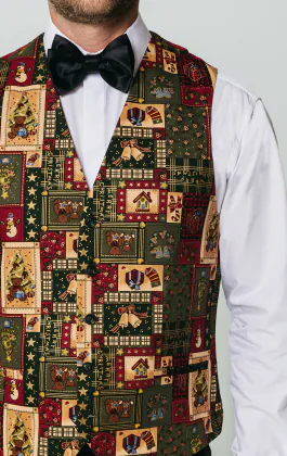 Grön vintage julklapp med jultryck väst - begränsad upplaga