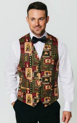Grön vintage julklapp med jultryck väst - begränsad upplaga