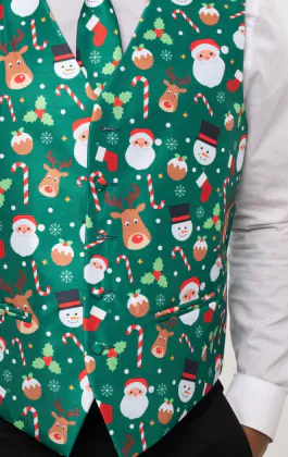 Tomte & vänner grön Jul väst