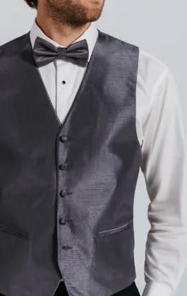 Mörkgrå väst i polyester dupion
