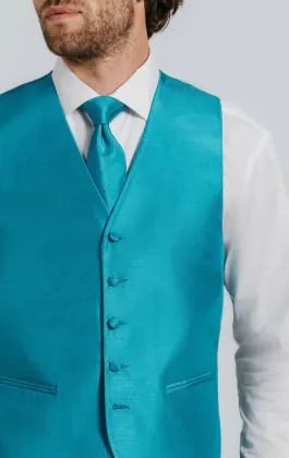 Turkos färg väst i polyester dupion
