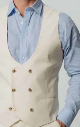 Elfenben linne slim fit väst
