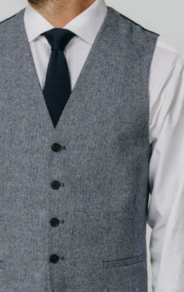 Blå 'Donegal' tweed väst